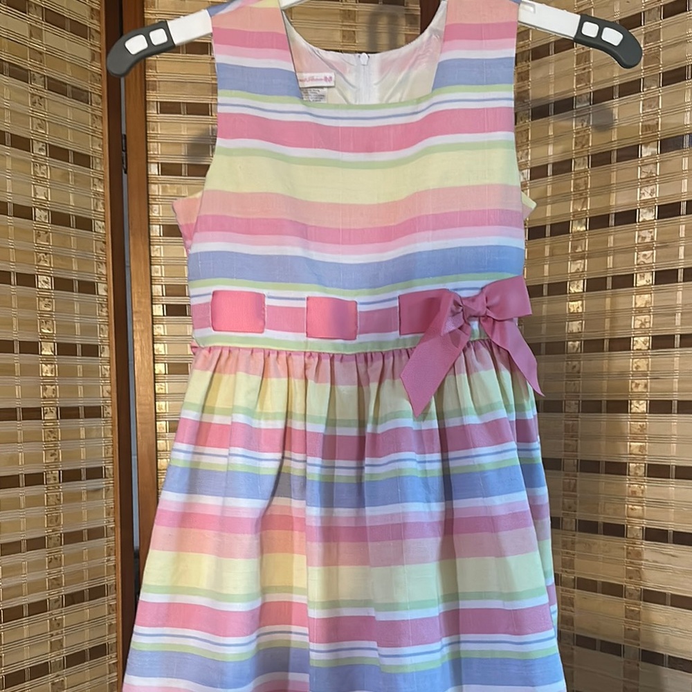 Youngland Pastel Striped Dress with Bow